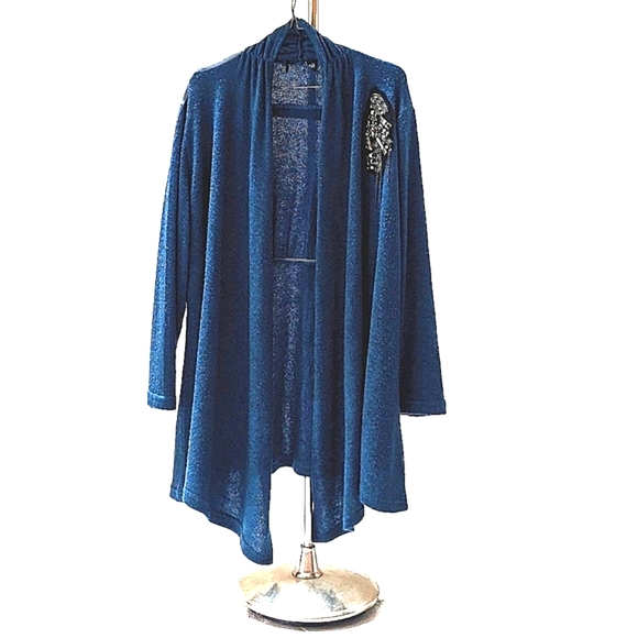 *Vintage Blue Sweater Sequins Embellished, XL - Picture 1 of 7